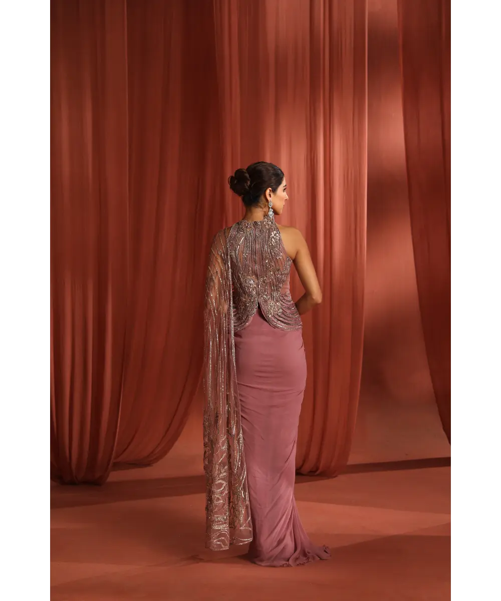 ADAARA COUTURE - Blossom Peplum Saree